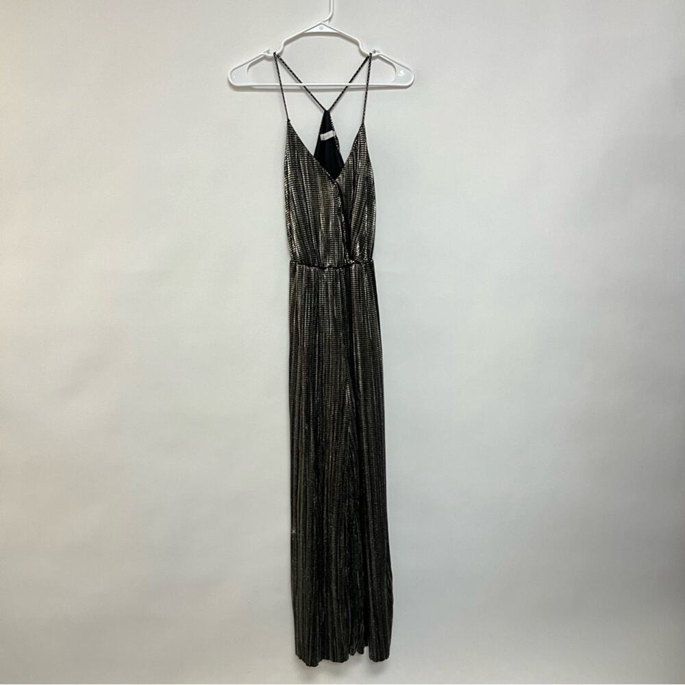 Lush Metallic Jumpsuit Wide Leg Trouser Silver Gold Gunmetal Dressy Size Small - Picture 6 of 12